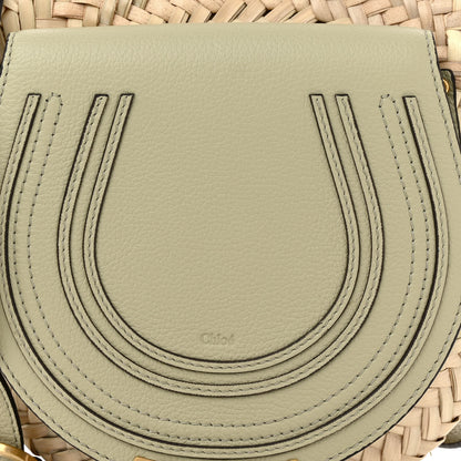 Chloe Raffia Small Grain Calfskin Small Marcie Basket Crossbody Faded Green 8 of 10