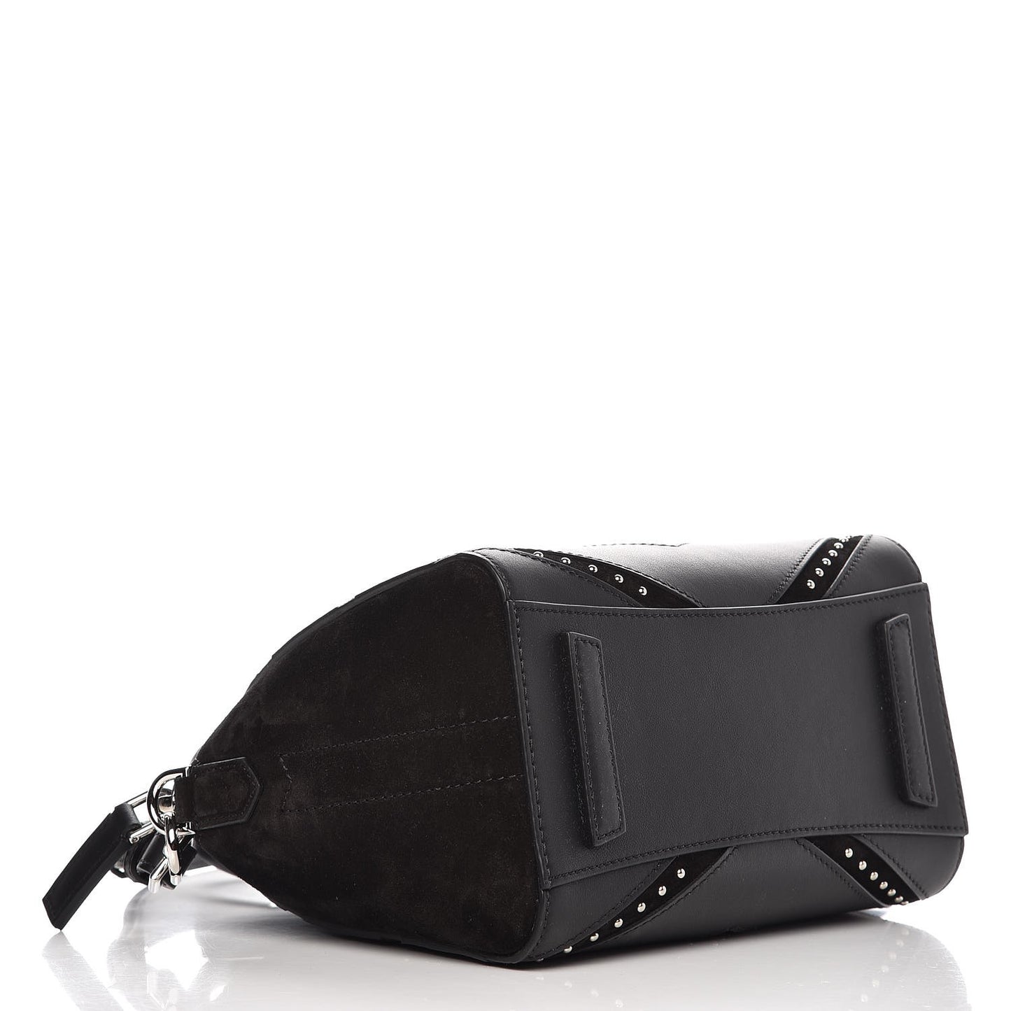 Calfskin Suede Mini Studded Chevron Antigona Black