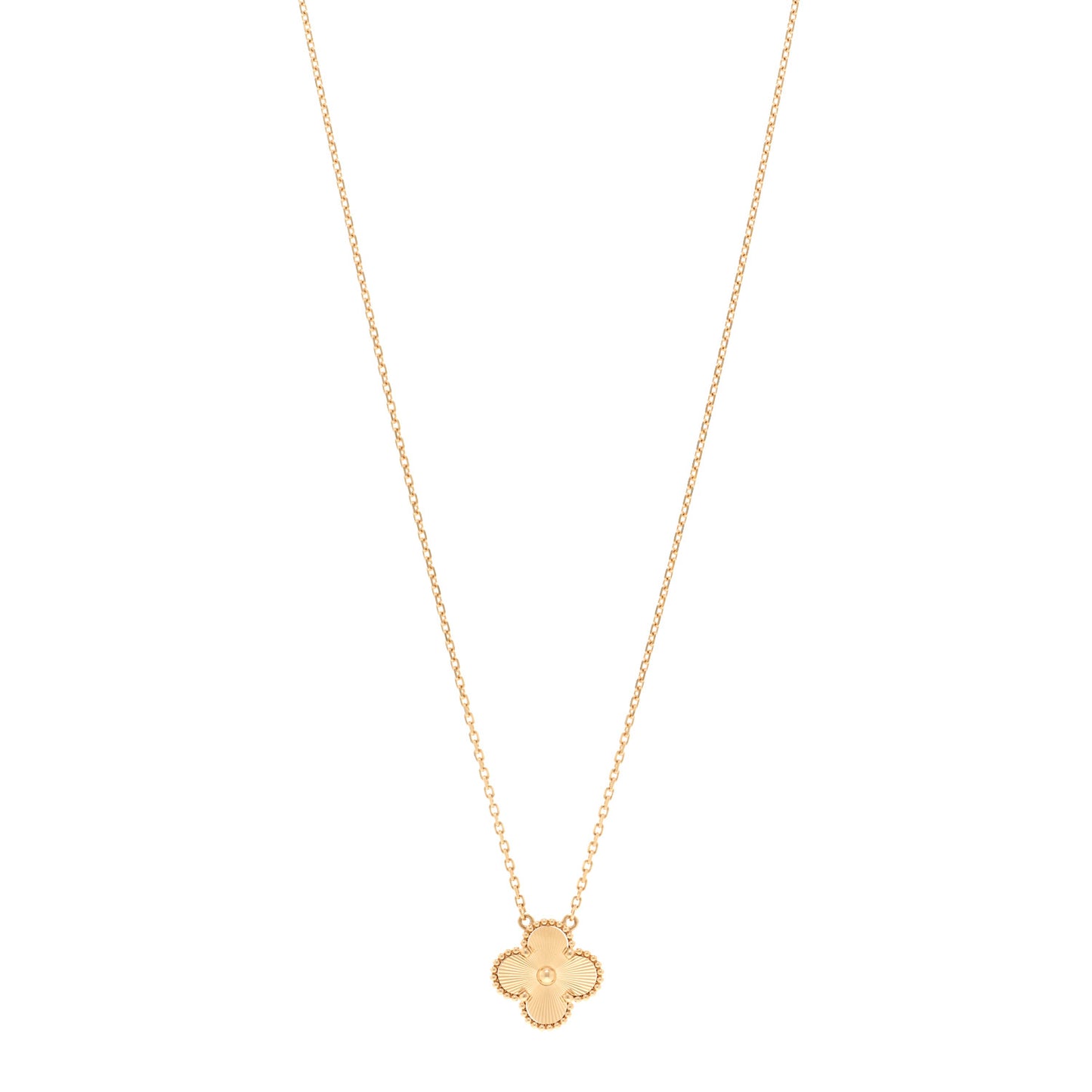 18K Yellow Gold Guilloché Vintage Alhambra Pendant Necklace