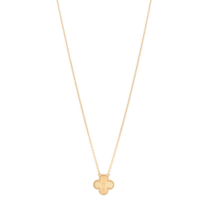 Van Cleef & Arpels 18K Yellow Gold Guilloché Vintage Alhambra Pendant Necklace 1 of 5