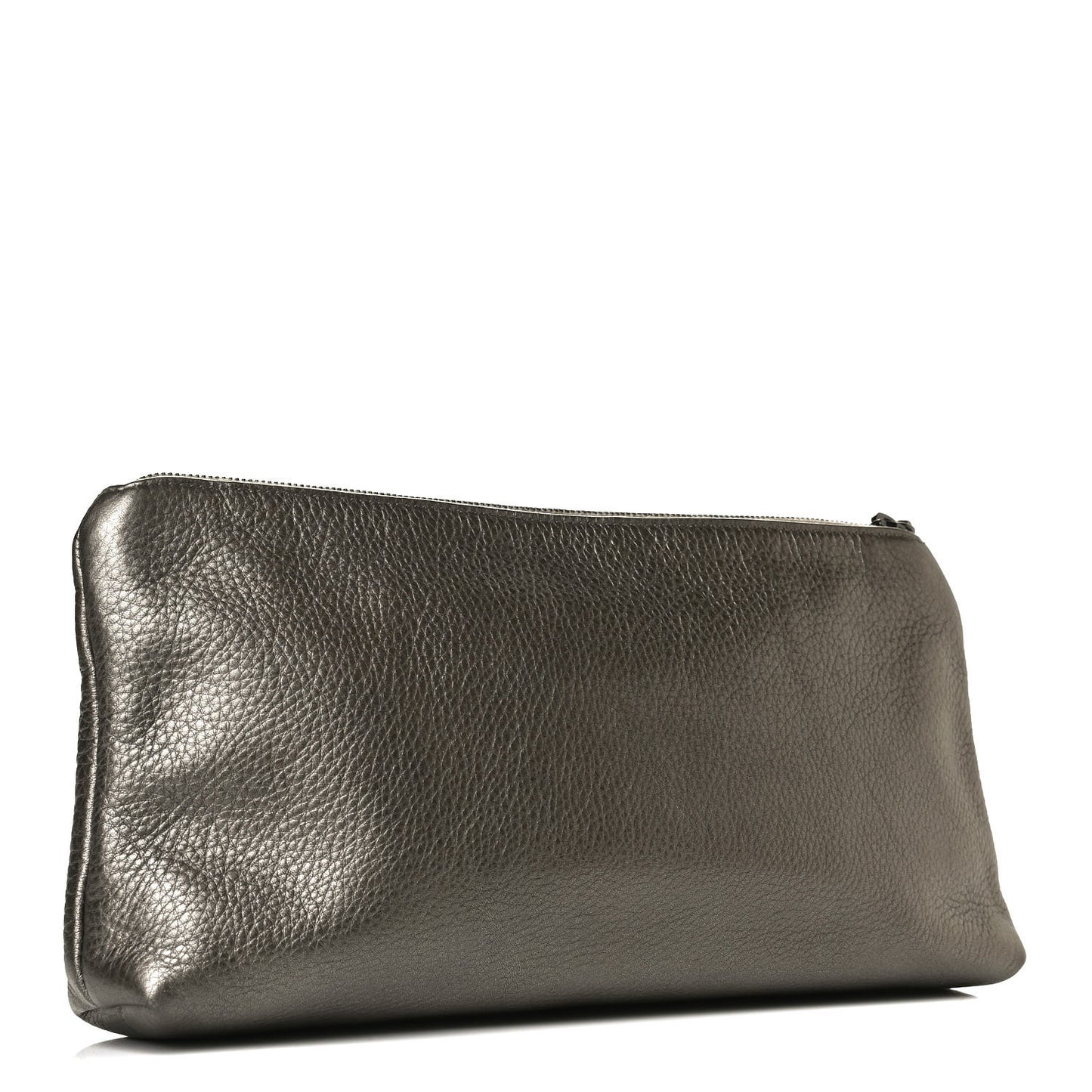 Metallic Pebbled Calfskin Tassel Clutch Pewter