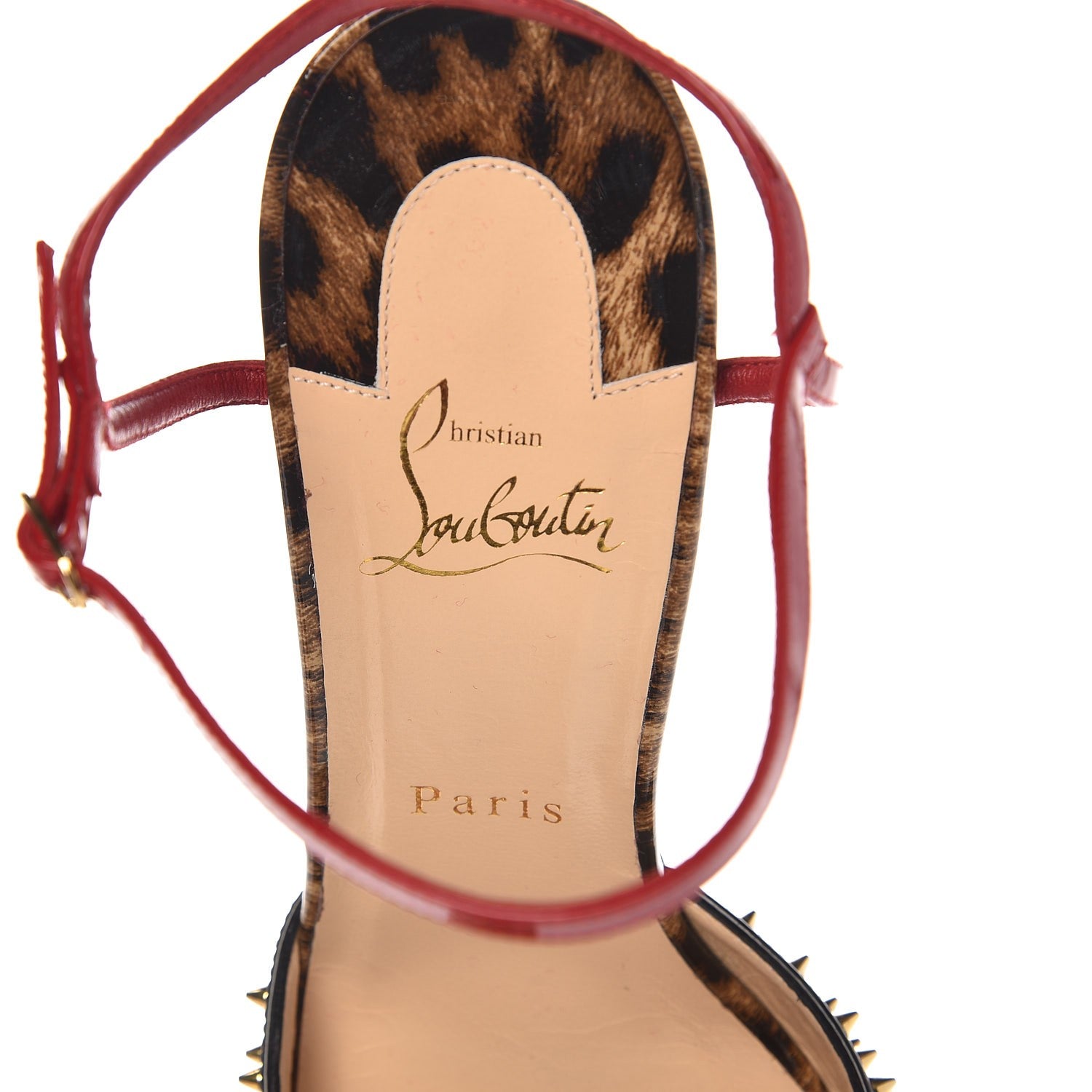 Christian Louboutin Patent Leopard Printed Baila Spike 100 Pumps 40 Black 6 of 10