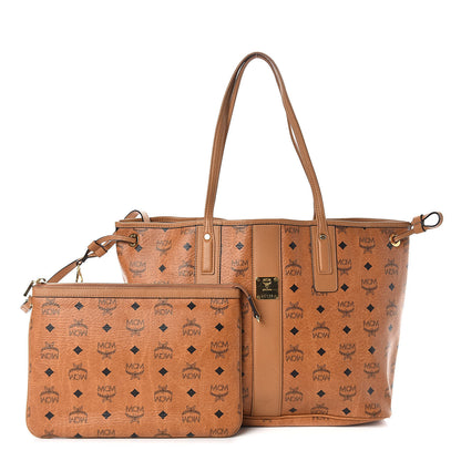 MCM Visetos Medium Liz Reversible Shopper Tote Cognac 1 of 15