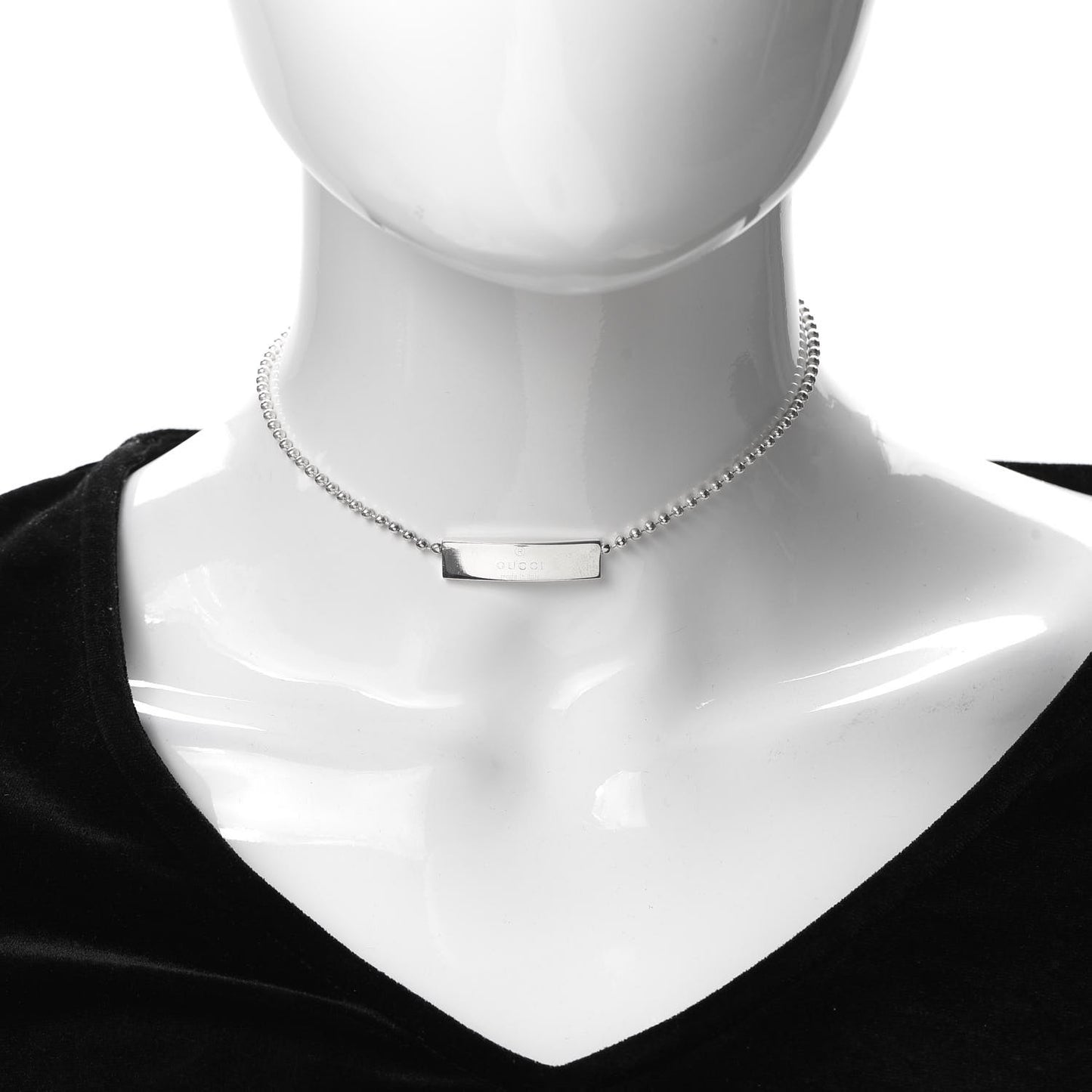 Sterling Silver Logo Plate Choker Necklace