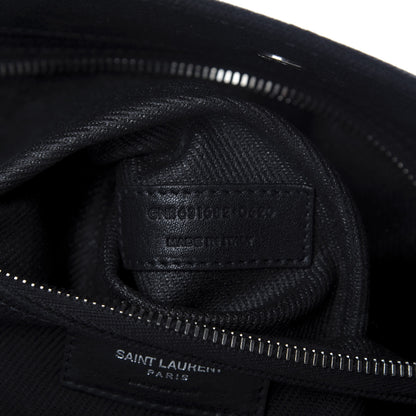 Saint Laurent Linen Calfskin Rive Gauche North South Tote Black 9 of 9