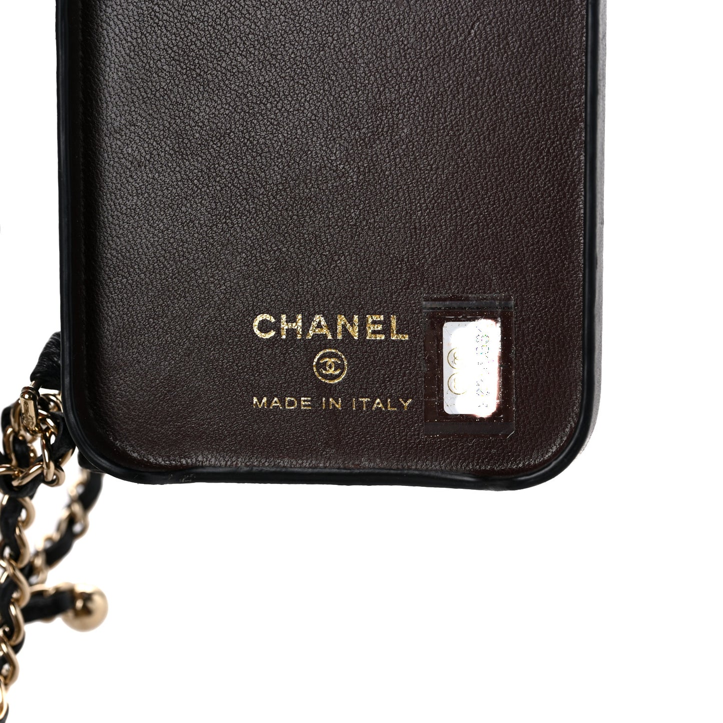 Lambskin Quilted iPhone XII Pro Holder With Chain Black