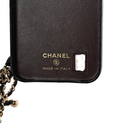 Chanel Lambskin Quilted iPhone XII Pro Holder With Chain Black 5 of 7