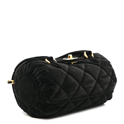 Chanel Velvet Quilted Mini Top Handle Flap Black 6 of 23