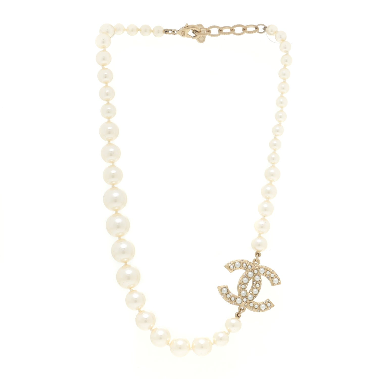 Chanel Pearl CC 100th Anniversary Necklace Light Gold 3 of 7