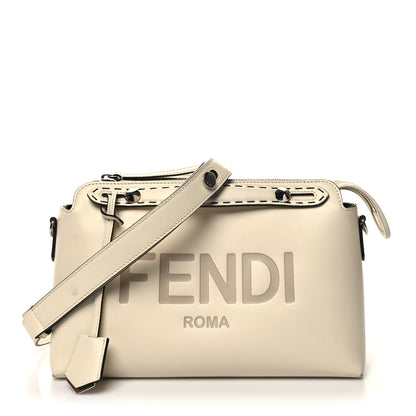 Fendi Vitello King Logo Embossed Medium By The Way Boston Bag White Ice 1 of 15