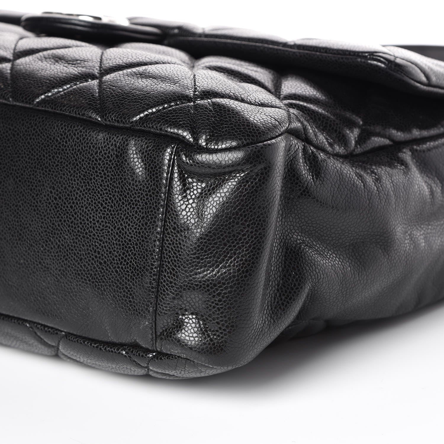 Chanel Glazed Caviar Quilted Stretch Spirit Messenger Bag Black 6 of 9