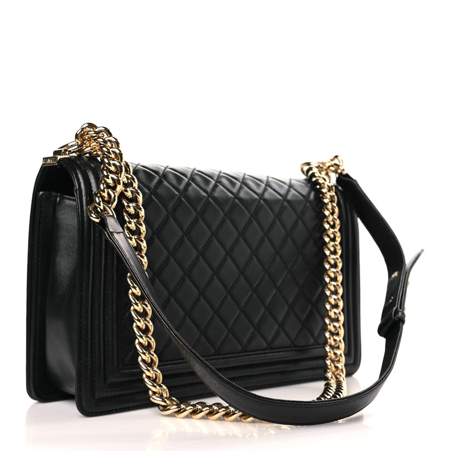 Calfskin Quilted New Medium Boy Flap Black