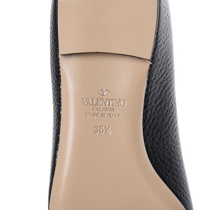Valentino Garavani Pebbled Calfskin Rockstud Ankle Strap Ballerina Flats 36.5 Black 6 of 9