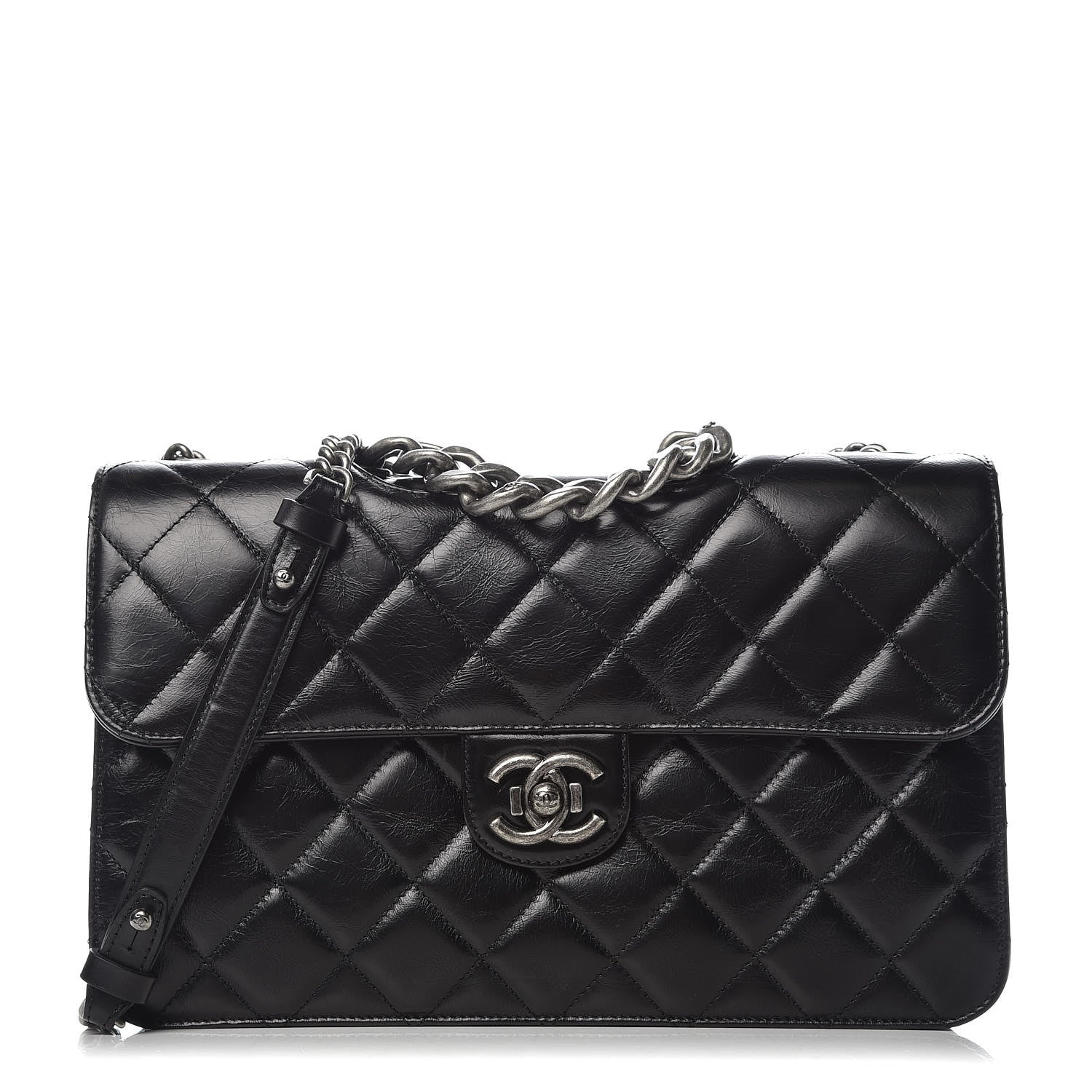 Chanel Glazed Calfskin Quilted Large Perfect Edge Flap Black 1 of 8