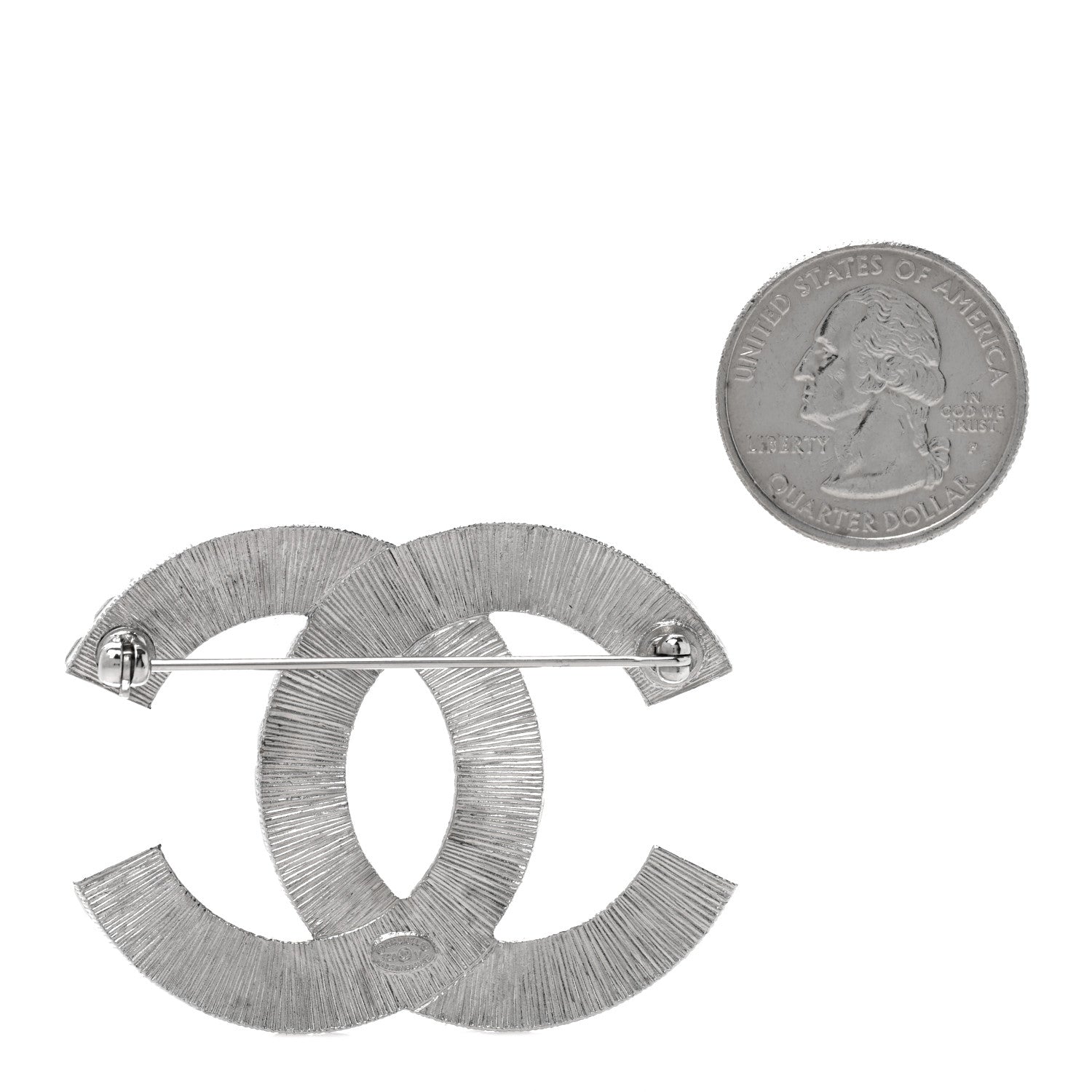 Chanel Baguette Crystal CC Brooch Silver 2 of 4