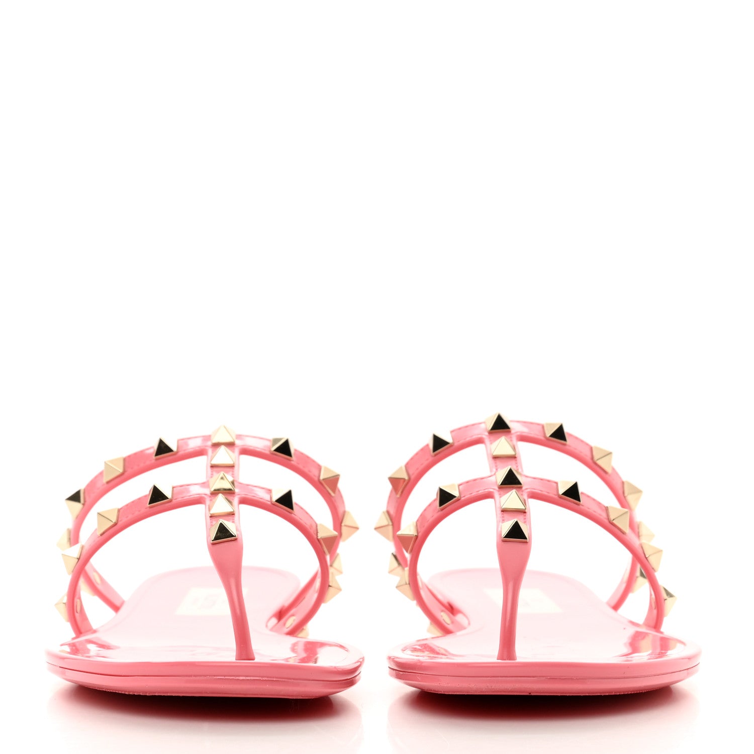 Valentino Garavani PVC Jelly Rockstud Caged Flat Thong Sandals 38 Dawn Pink 2 of 8