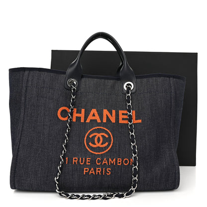 Chanel Denim Medium Deauville Tote Blue Orange 11 of 11