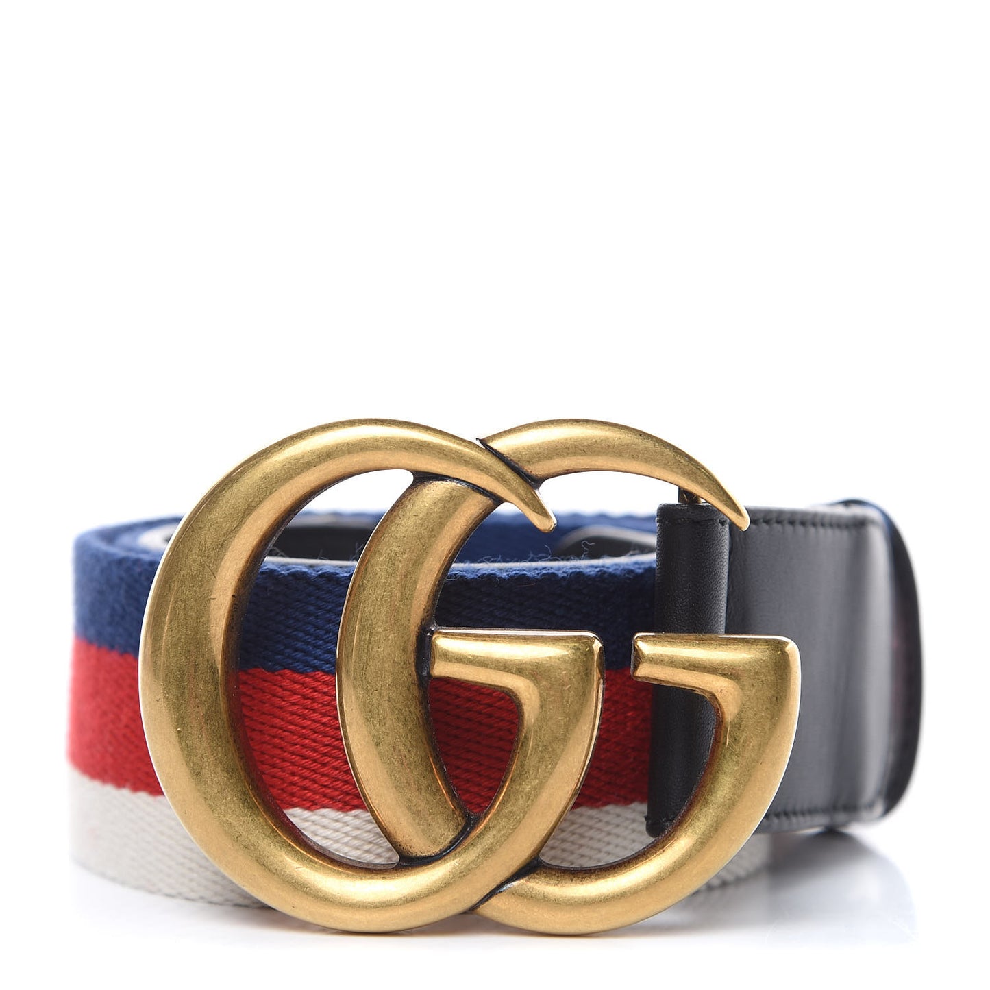 Nylon Calfskin Sylvie Web Double G 40mm Belt 85 34 Mystic White Hibiscus Red Maritime Black