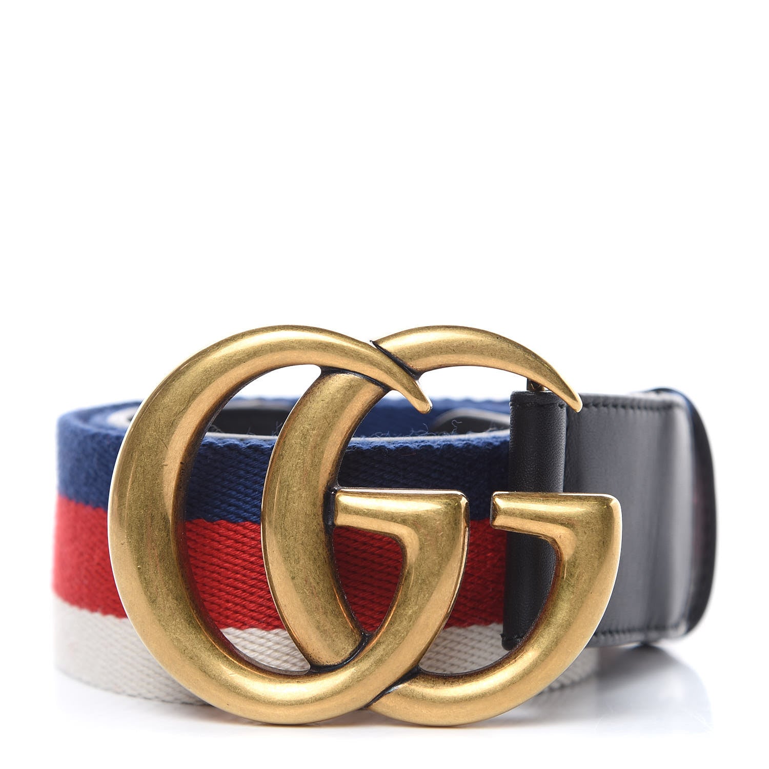 Gucci Nylon Calfskin Sylvie Web Double G 40mm Belt 85 34 Mystic White Hibiscus Red Maritime Black 1 of 5