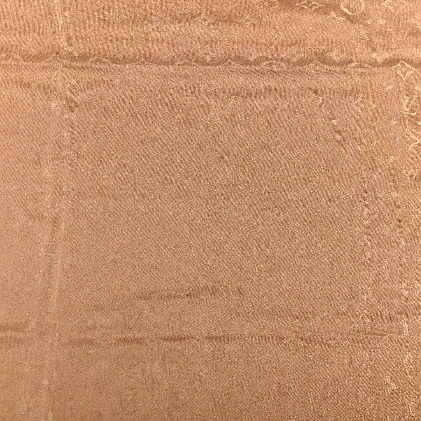 Silk Wool Monogram Shawl Cappuccino
