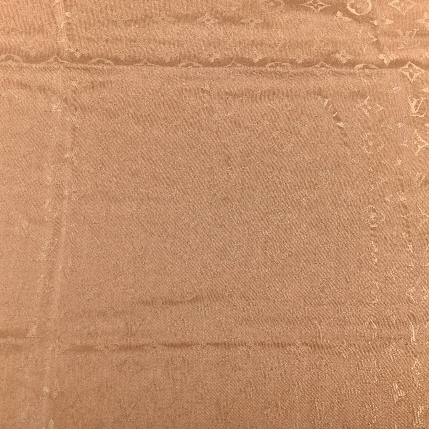 Louis Vuitton Silk Wool Monogram Shawl Cappuccino 4 of 5