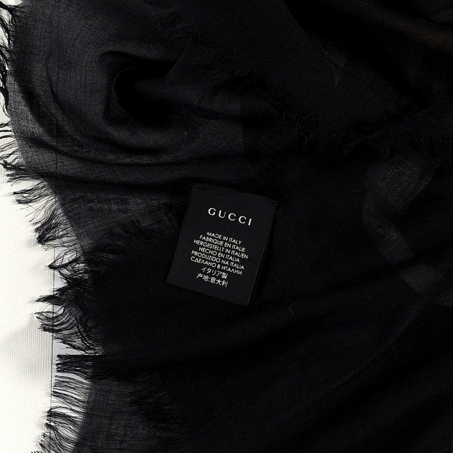 Gucci Modal Silk Logo Square Scarf Black 3 of 3