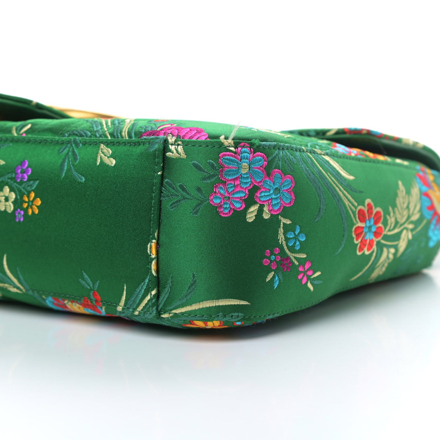 Jacquard Matelasse Floral Medium GG Marmont Shoulder Bag Green