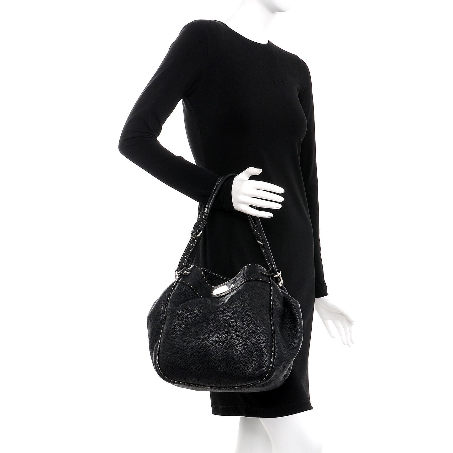Calfskin Romano Small Selleria Bucket Black
