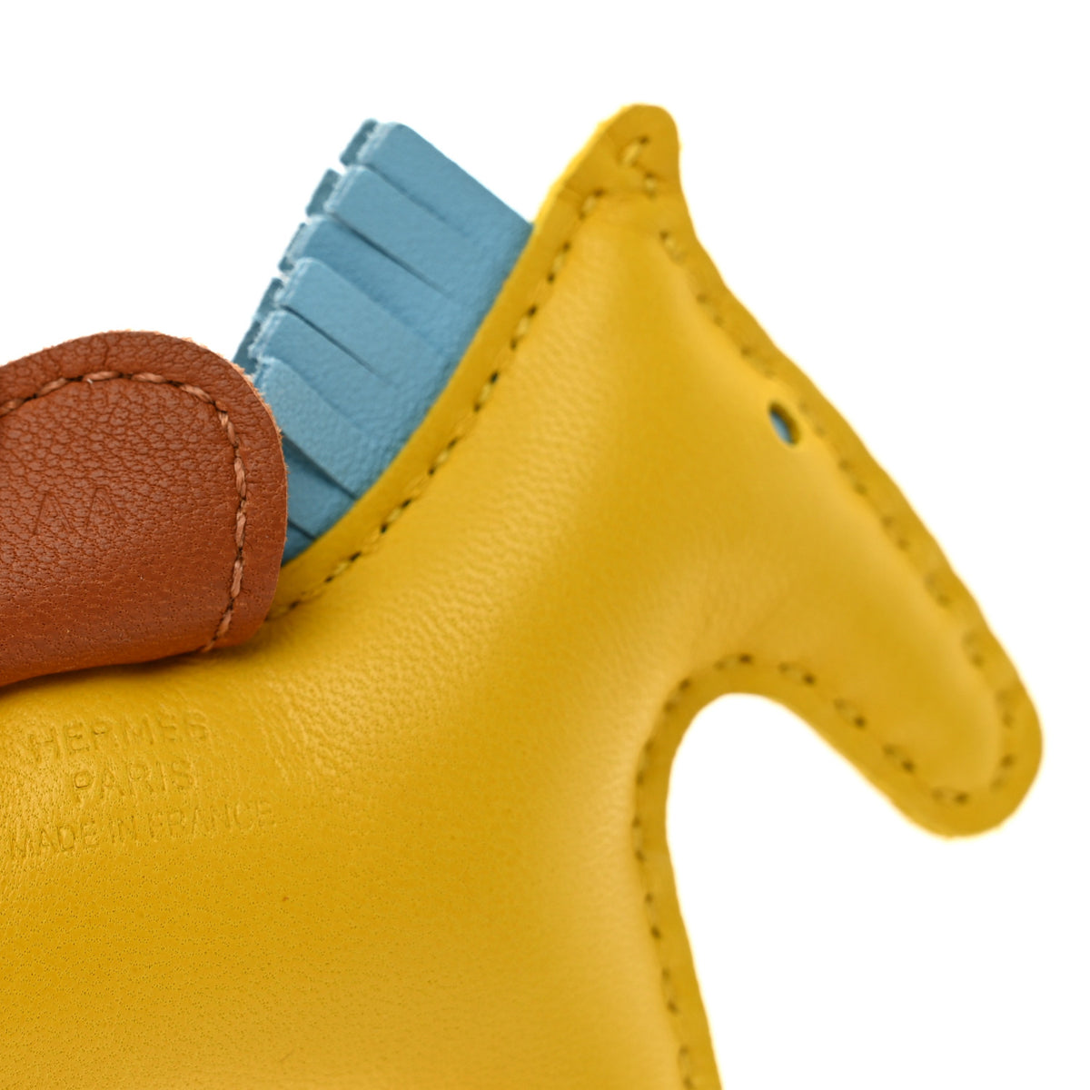 Milo Lambskin Grigri Rodeo Horse Bag Charm PM Jaune De Naples Celeste Gold