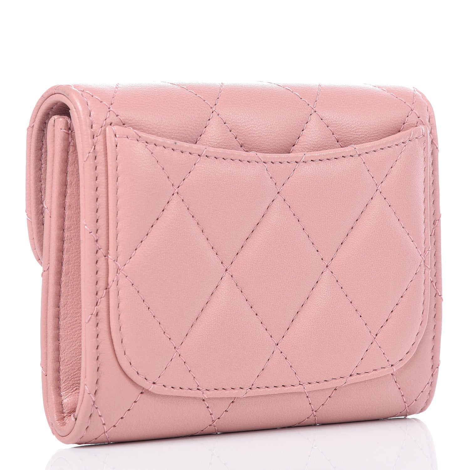 Chanel Lambskin Quilted Flap Card Holder Pink 3 of 15