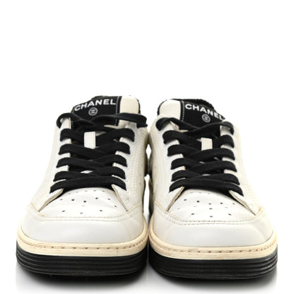 Chanel Calfskin Womens Logo Sneakers 39.5 White Black 2 of 8