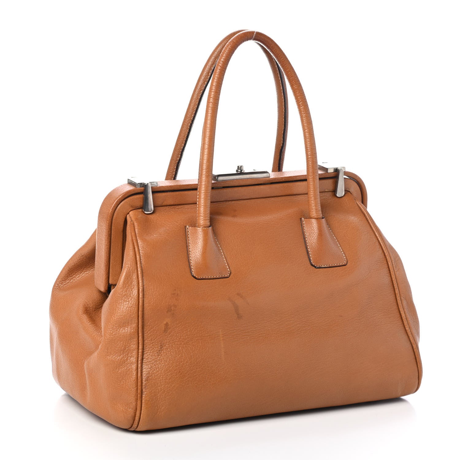Prada Goatskin Cerniera Doctor Bag Light Brown 2 of 4