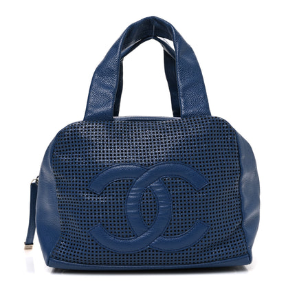 Chanel Caviar Perforated Bowler Blue 1 of 11