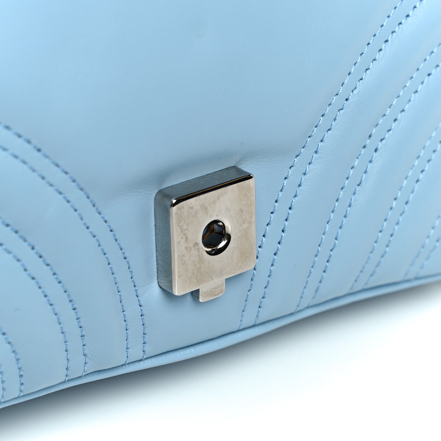 Calfskin Matelasse Mini GG Marmont Shoulder Bag Porcelain Light Blue