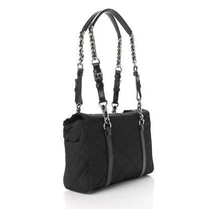 Prada Nylon Tessuto Quilted Chain Shoulder Bag Black 3 of 9