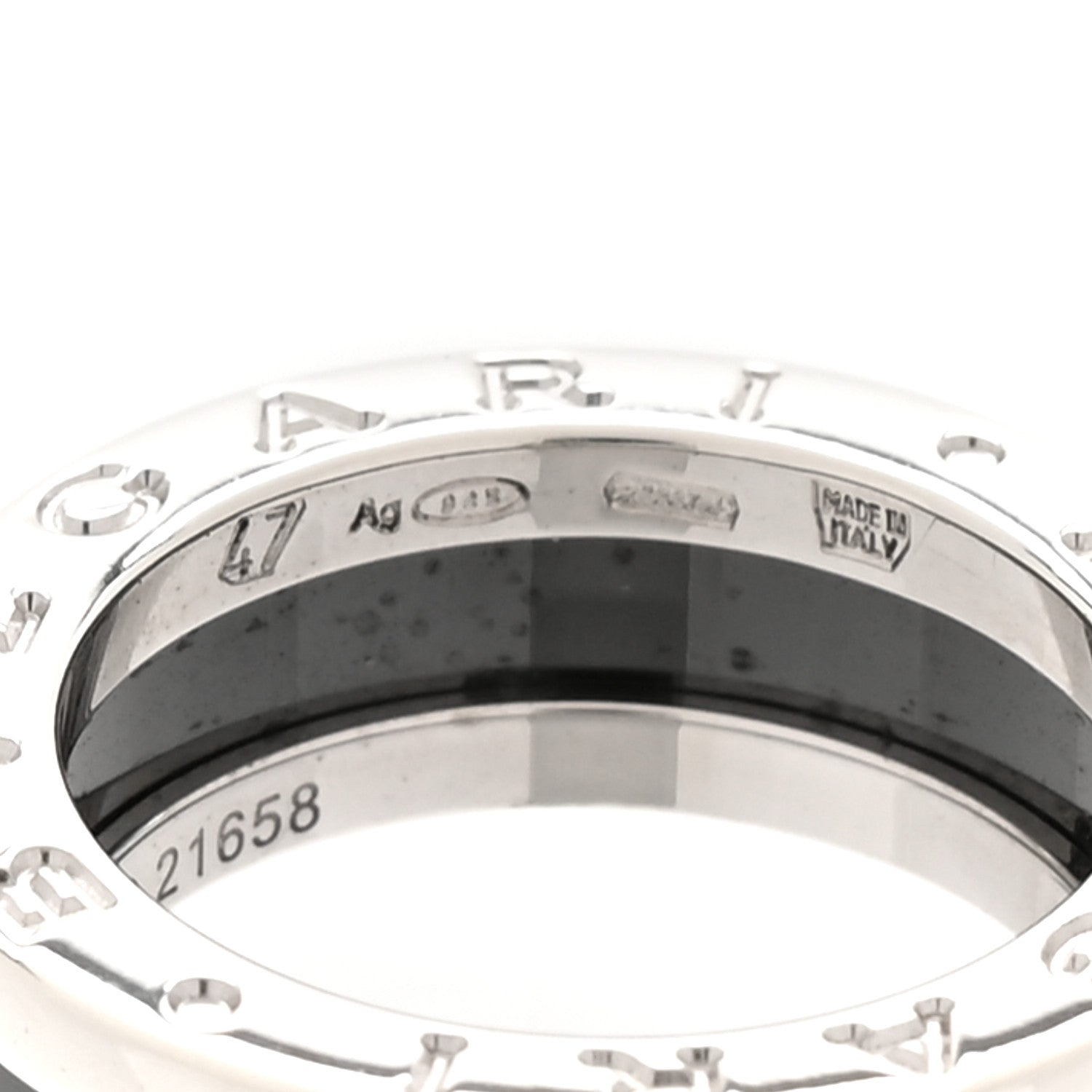 Bulgari Sterling Silver Ceramic Save The Children One-Band Ring 48 4.5 7 of 8