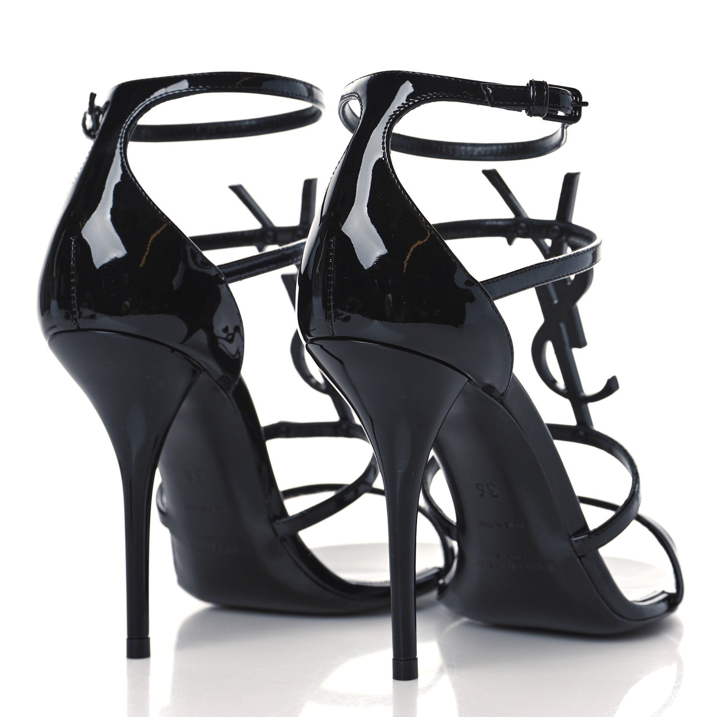 Patent Calfskin Cassandra 100 Sandals 36 Black