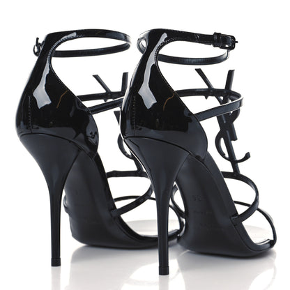 Saint Laurent Patent Calfskin Cassandra 100 Sandals 36 Black 4 of 10