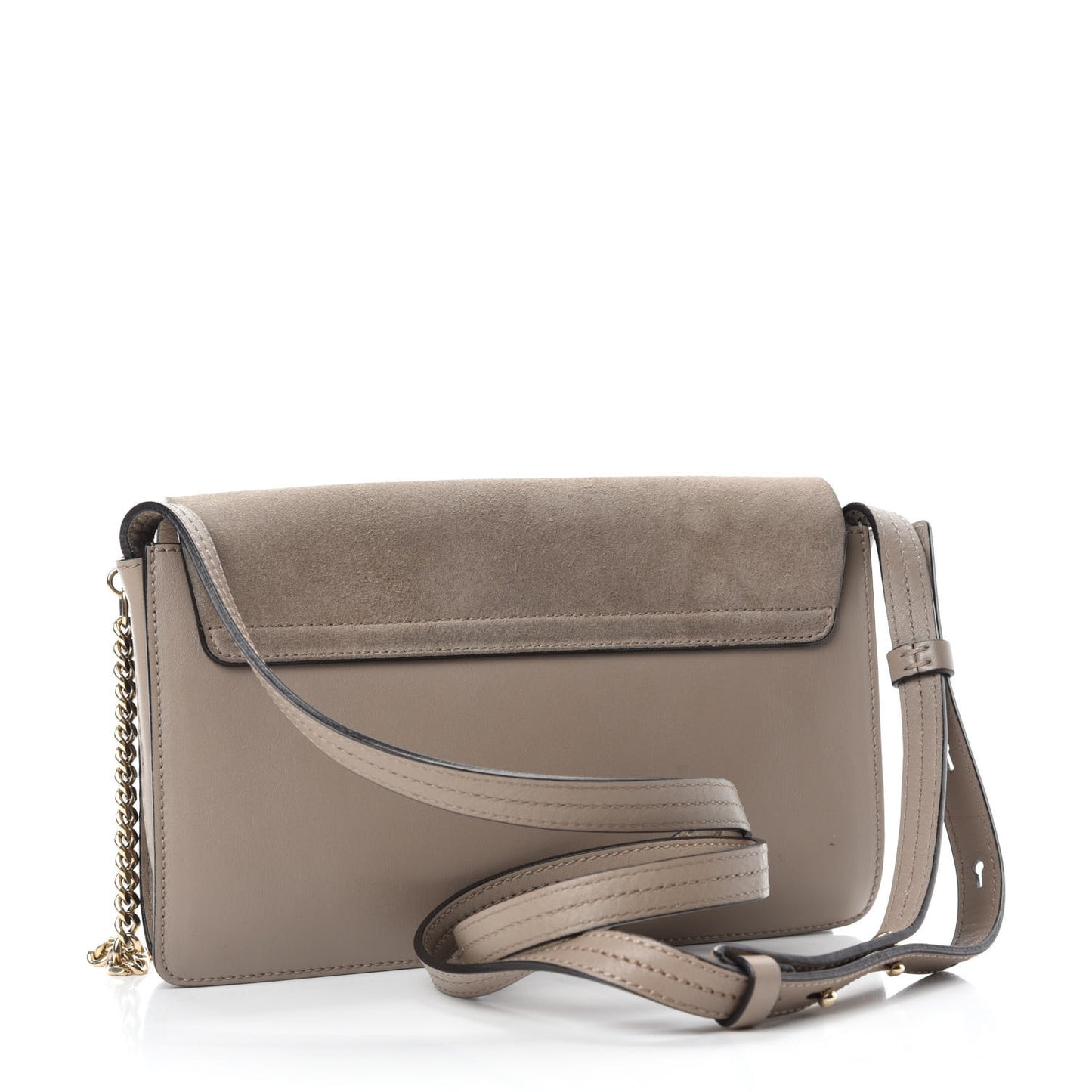 Suede Calfskin Small Faye Shoulder Bag Motty Grey