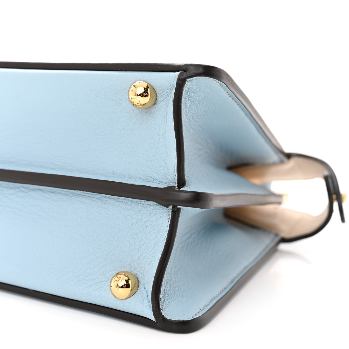 Vitello Seta Shiny Nappa Small Peekaboo I SEE U Satchel Azzurro Baby Camelia