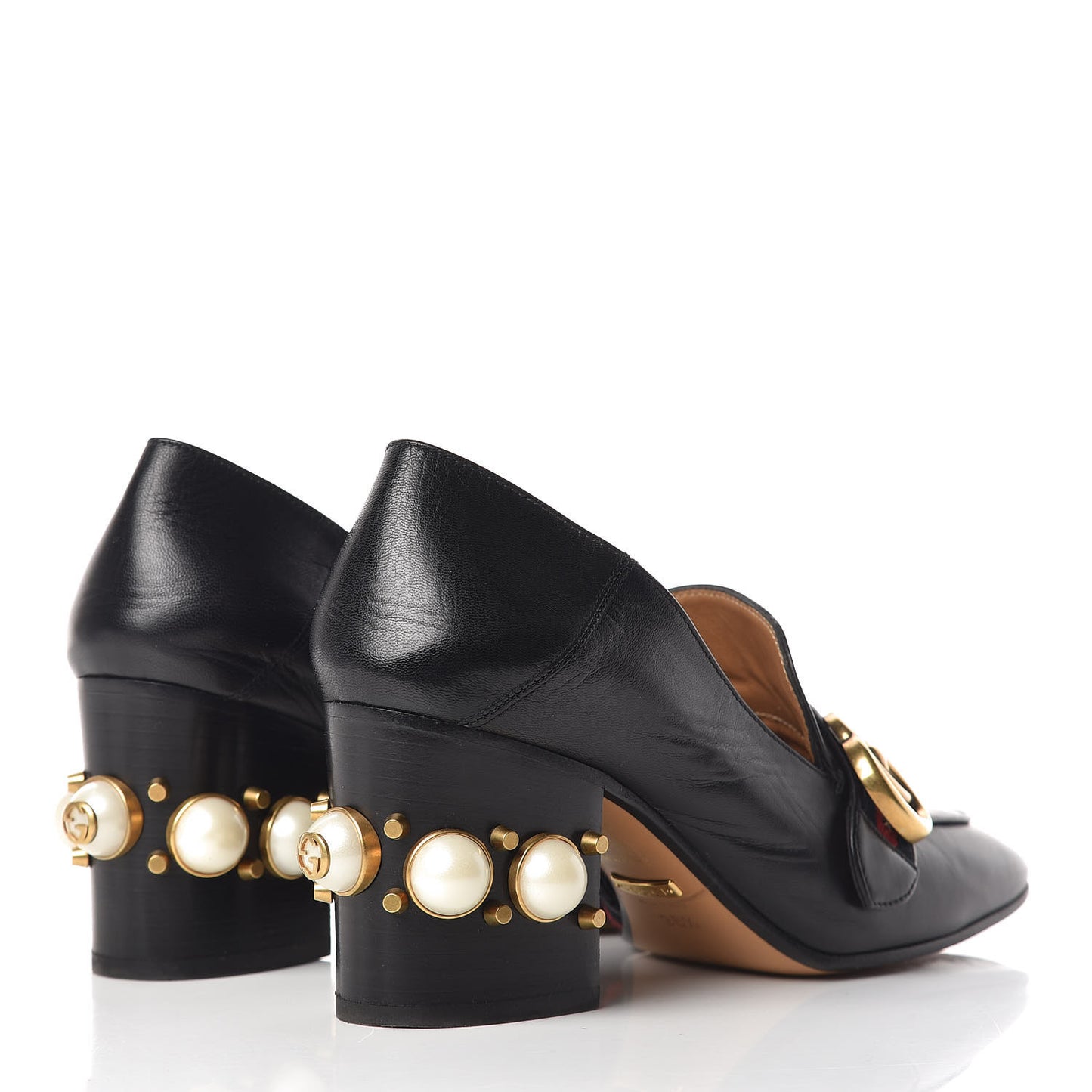 Malaga Kid Web Pearl Embellished Peyton 75mm Loafer Pumps 36.5 Black