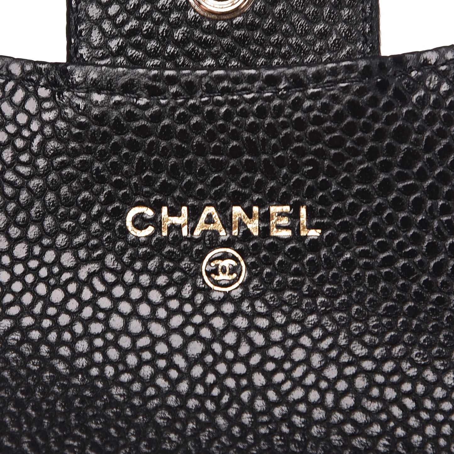 Caviar Quilted Flap Card Holder Wallet Black