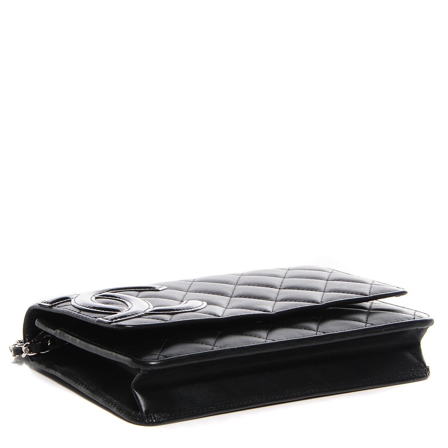 Calfskin Quilted Cambon Wallet On Chain WOC Black