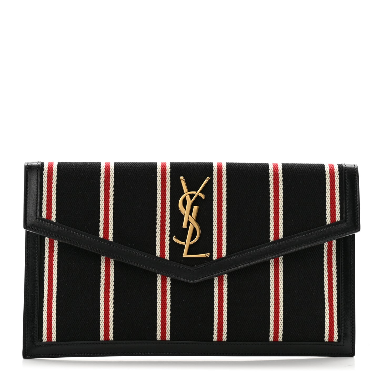 Canvas Striped Uptown Pouch Red Black