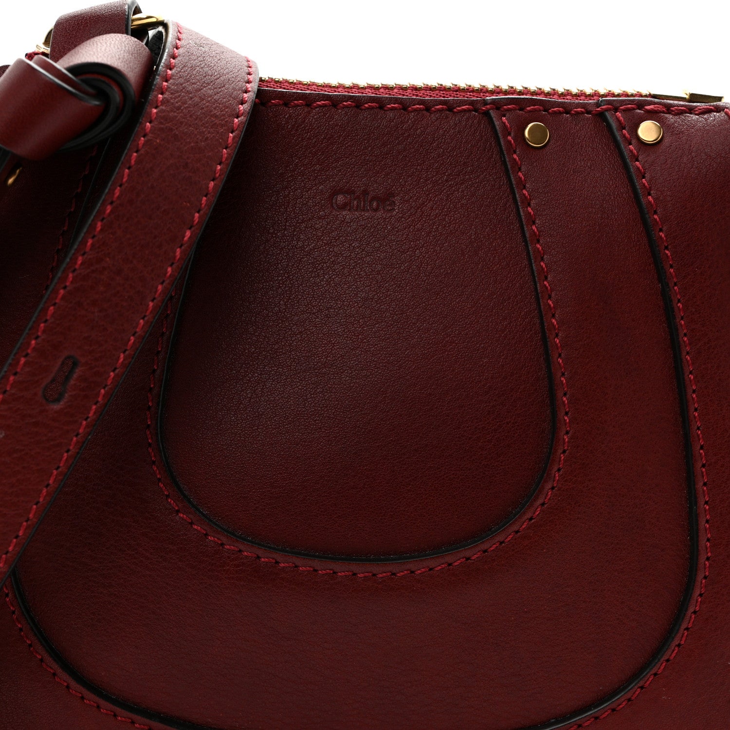 Chloe Grained Calfskin Nano Hayley Hobo Sienna Red 8 of 10
