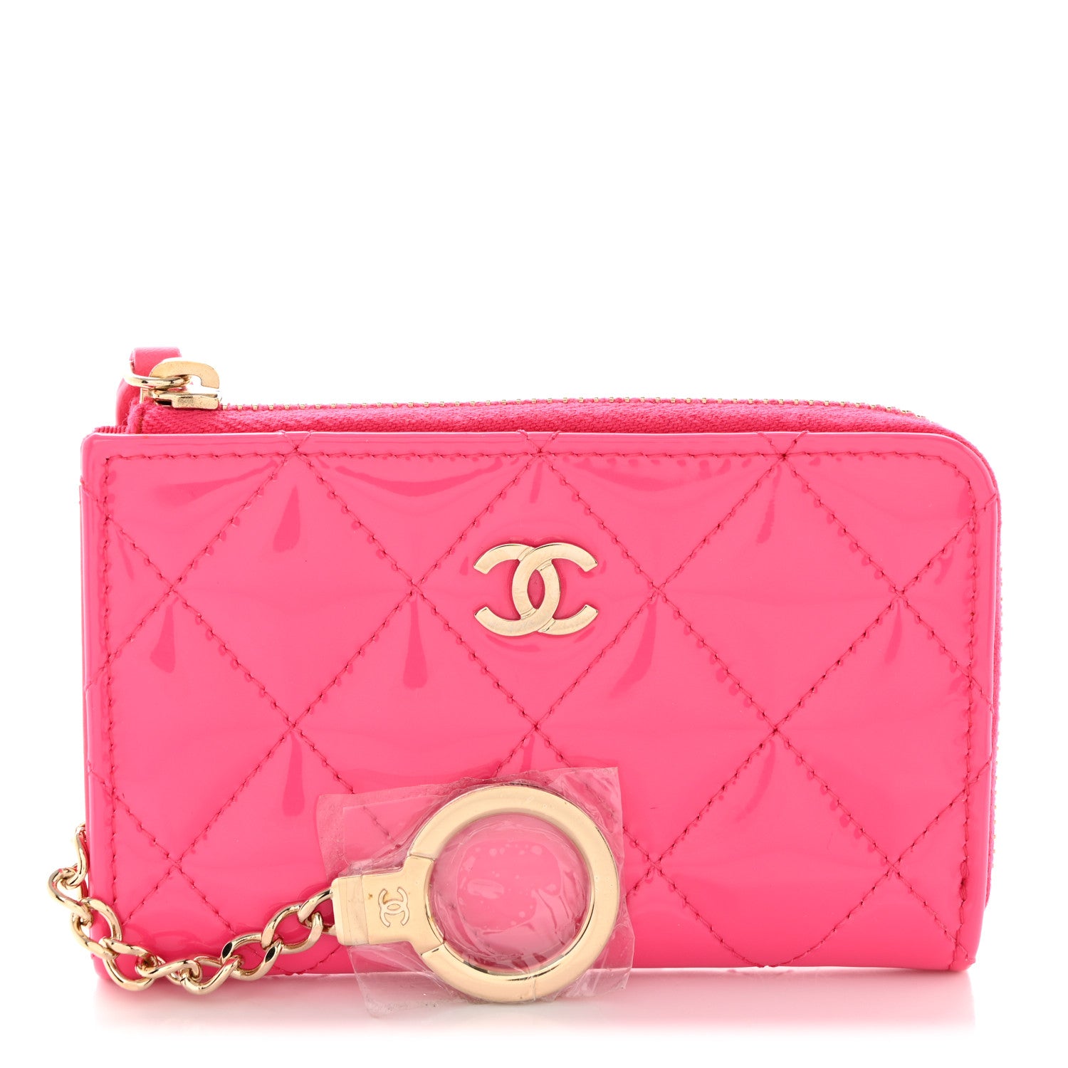Chanel Patent Quilted Key Holder Case Pink 1 of 9