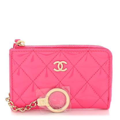 Chanel Patent Quilted Key Holder Case Pink 1 of 9