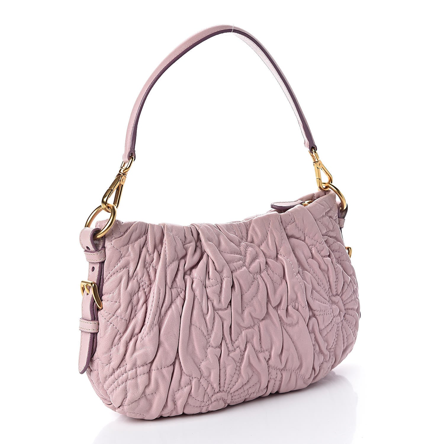 Prada Nappa Stitches Shoulder Bag Petalo 3 of 9