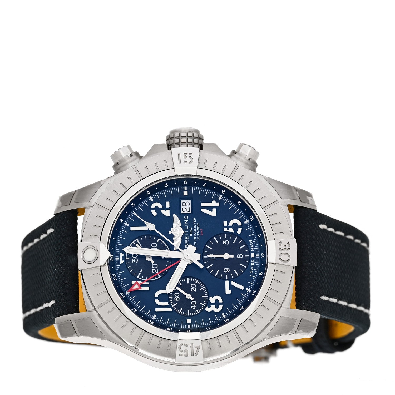 Breitling Stainless Steel Nylon 45mm Avenger Chronograph GMT Automatic Watch Blue A24315 2 of 5