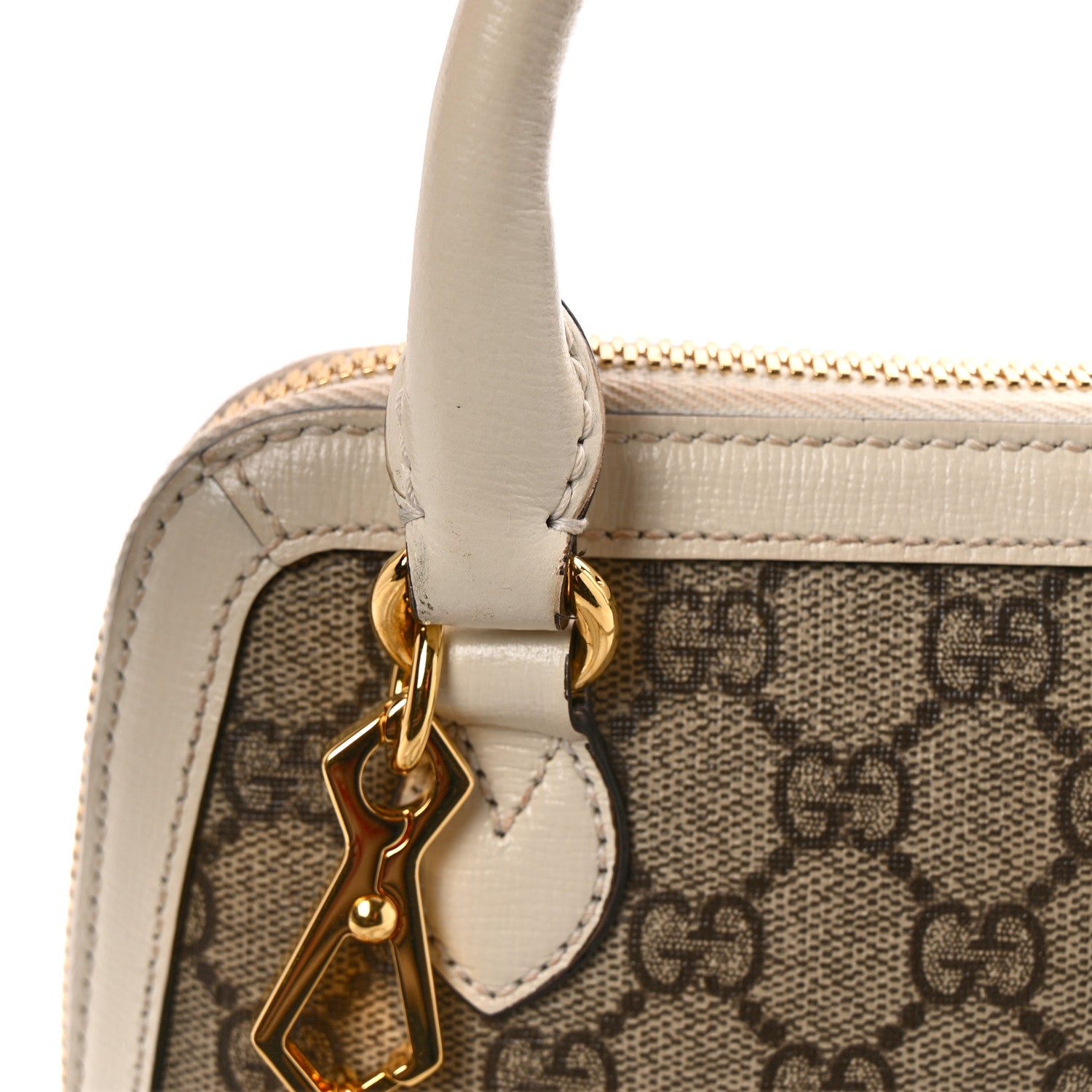 Gucci GG Supreme Monogram Azalea Calfskin Mini Horsebit 1955 Top Handle Bag Beige Ebony Mystic White 29 of 31